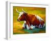 Longhorn Cow-Marion Rose-Framed Giclee Print