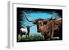 Longhorn - Scratchboard-Lantern Press-Framed Art Print