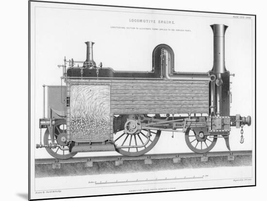 Longitudinal Section of a Typical British Passenger Steam Locomotive, 1888-null-Mounted Giclee Print