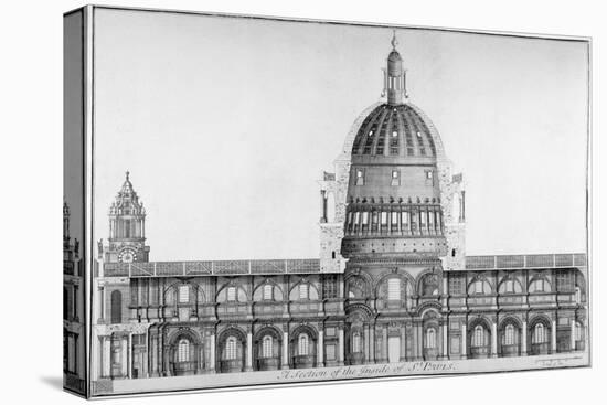 Longitudinal Section of St Paul's Cathedral, City of London, 1720-null-Stretched Canvas