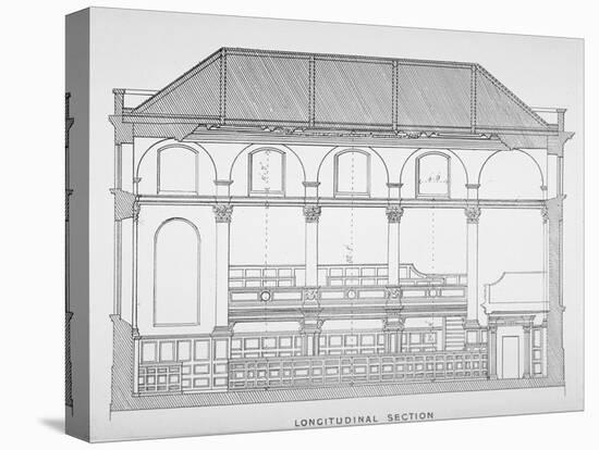 Longitudinal Section of the Church of St Clement, Eastcheap, City of London, 1860-John Clayton-Stretched Canvas