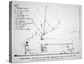 Longitudinal Section Plan of Fulton's Submarine 'Nautilus', 1798-Robert Fulton-Stretched Canvas