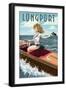Longport, New Jersey - Boating Pinup Girl-Lantern Press-Framed Art Print