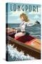 Longport, New Jersey - Boating Pinup Girl-Lantern Press-Stretched Canvas