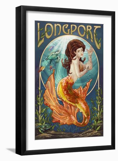 Longport, New Jersey - Mermaid-Lantern Press-Framed Art Print