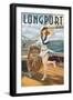 Longport, New Jersey - Pinup Girl Sailing-Lantern Press-Framed Art Print