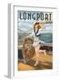 Longport, New Jersey - Pinup Girl Sailing-Lantern Press-Framed Art Print