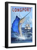 Longport, New Jersey - Sailfish Deep Sea Fishing-Lantern Press-Framed Art Print