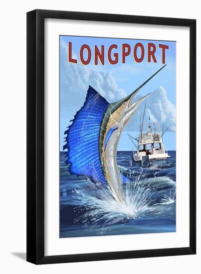 Longport, New Jersey - Sailfish Deep Sea Fishing-Lantern Press-Framed Art Print