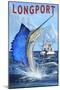 Longport, New Jersey - Sailfish Deep Sea Fishing-Lantern Press-Mounted Art Print