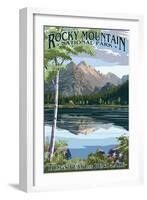 Longs Peak and Bear Lake Summer- Rocky Mountain National Park-Lantern Press-Framed Premium Giclee Print