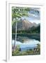 Longs Peak and Bear Lake Summer- Rocky Mountain National Park-Lantern Press-Framed Art Print