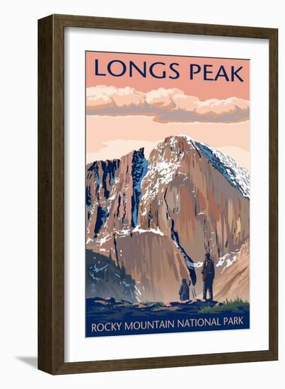 Longs Peak - Rocky Mountain National Park-Lantern Press-Framed Art Print