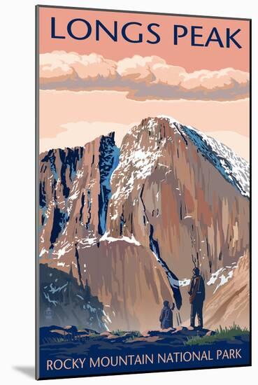 Longs Peak - Rocky Mountain National Park-Lantern Press-Mounted Art Print