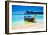 Longtail Boats Anchored at Ao Loh Dalum Beach on Phi Phi Don Island Krabi Province Thailand. Koh Ph-Aleksandar Todorovic-Framed Photographic Print