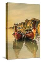 Longtail boats at sunrise, Ko Phi Khi Don Island, Krabi, Thailand, Southeast Asia, Asia-Markus Lange-Stretched Canvas