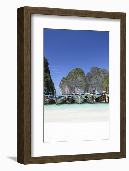 Longtail Boats at the Beach, Maya Bay at Koh Phi Phi Leh, Thailand, Andaman Sea-Harry Marx-Framed Photographic Print