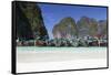 Longtail Boats at the Beach, Maya Bay at Koh Phi Phi Leh, Thailand, Andaman Sea-Harry Marx-Framed Stretched Canvas