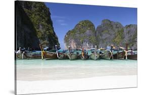 Longtail Boats at the Beach, Maya Bay at Koh Phi Phi Leh, Thailand, Andaman Sea-Harry Marx-Stretched Canvas