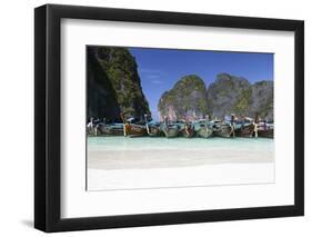 Longtail Boats at the Beach, Maya Bay at Koh Phi Phi Leh, Thailand, Andaman Sea-Harry Marx-Framed Photographic Print