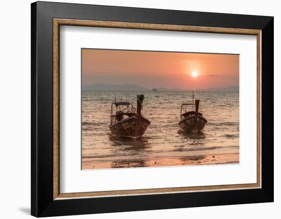 Longtail boats at West Rai Leh Beach, Railay Peninsula, Krabi Province, Thailand-Markus Lange-Framed Photographic Print