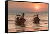 Longtail boats at West Rai Leh Beach, Railay Peninsula, Krabi Province, Thailand-Markus Lange-Framed Stretched Canvas