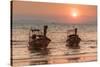 Longtail boats at West Rai Leh Beach, Railay Peninsula, Krabi Province, Thailand-Markus Lange-Stretched Canvas