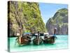 Longtail Boats in Maya Bay, Ko Phi Phi, Thailand-R.M. Nunes-Stretched Canvas