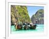 Longtail Boats in Maya Bay, Ko Phi Phi, Thailand-R.M. Nunes-Framed Premium Photographic Print