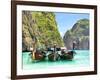 Longtail Boats in Maya Bay, Ko Phi Phi, Thailand-R.M. Nunes-Framed Premium Photographic Print