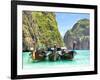 Longtail Boats in Maya Bay, Ko Phi Phi, Thailand-R.M. Nunes-Framed Premium Photographic Print