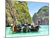 Longtail Boats in Maya Bay, Ko Phi Phi, Thailand-R.M. Nunes-Mounted Premium Photographic Print