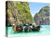 Longtail Boats in Maya Bay, Ko Phi Phi, Thailand-R.M. Nunes-Stretched Canvas
