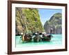 Longtail Boats in Maya Bay, Ko Phi Phi, Thailand-R.M. Nunes-Framed Photographic Print