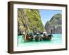 Longtail Boats in Maya Bay, Ko Phi Phi, Thailand-R.M. Nunes-Framed Photographic Print