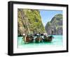 Longtail Boats in Maya Bay, Ko Phi Phi, Thailand-R.M. Nunes-Framed Photographic Print