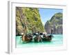 Longtail Boats in Maya Bay, Ko Phi Phi, Thailand-R.M. Nunes-Framed Photographic Print