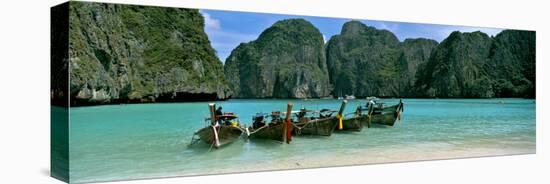 Longtail Boats in the Sea, Maya Bay, Phi Phi Le, Thailand-null-Stretched Canvas