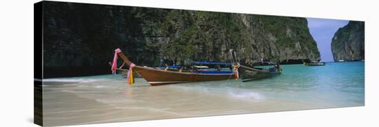 Longtail Boats Moored on the Beach, Ton Sai Beach, Ko Phi Phi Don, Phi Phi Islands, Thailand-null-Stretched Canvas