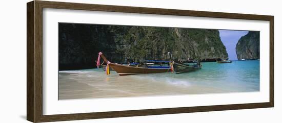 Longtail Boats Moored on the Beach, Ton Sai Beach, Ko Phi Phi Don, Phi Phi Islands, Thailand-null-Framed Photographic Print