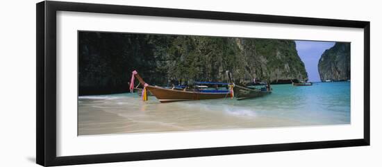 Longtail Boats Moored on the Beach, Ton Sai Beach, Ko Phi Phi Don, Phi Phi Islands, Thailand-null-Framed Photographic Print