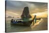 Longtail boats on Phra Nang beach, Railay Peninsula, Krabi Province, Thailand-Jon Arnold-Stretched Canvas