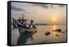 Longtail Boats on the Beach, Sunrise in the Bo Phut Beach, Island Ko Samui, Thailand, Asia-P. Widmann-Framed Stretched Canvas