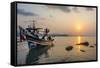 Longtail Boats on the Beach, Sunrise in the Bo Phut Beach, Island Ko Samui, Thailand, Asia-P. Widmann-Framed Stretched Canvas