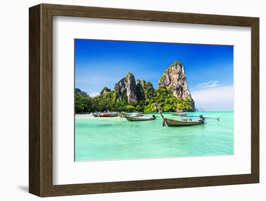 Longtale Boats at the Beautiful Beach, Thailand-saiko3p-Framed Photographic Print