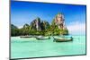 Longtale Boats at the Beautiful Beach, Thailand-saiko3p-Mounted Photographic Print