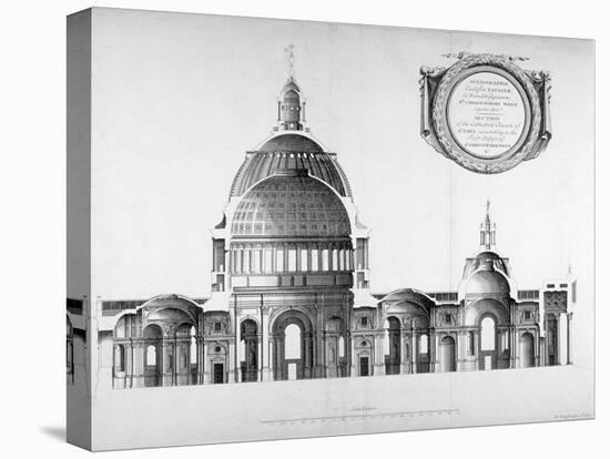 Longtitudinal Section Through St Paul's Cathedral, City of London, 1700-null-Stretched Canvas