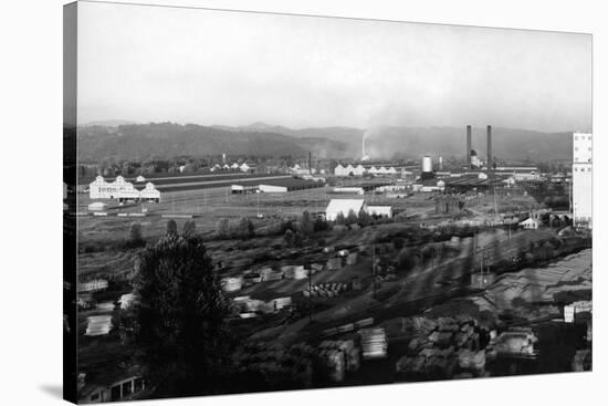 Longview, WA View of Long-Bell Lumber Co. Photograph - Longview, WA-Lantern Press-Stretched Canvas