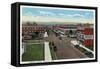 Longview, Washington - Aerial View of Commerce Avenue-Lantern Press-Framed Stretched Canvas