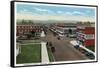 Longview, Washington - Aerial View of Commerce Avenue-Lantern Press-Framed Stretched Canvas